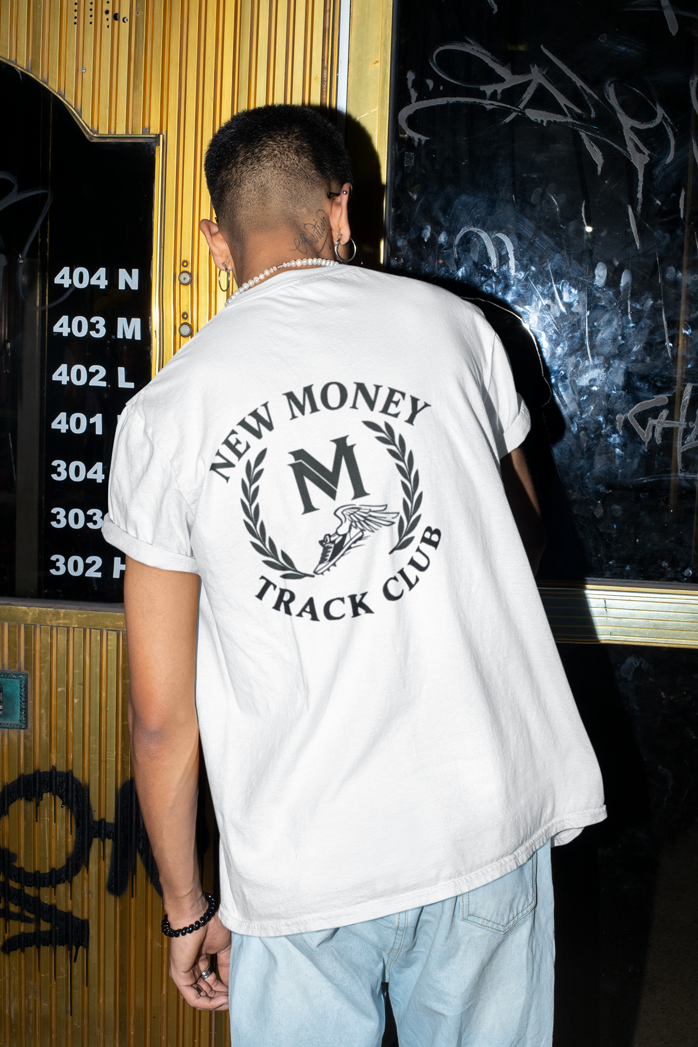 New Money Track Club Crest Tee