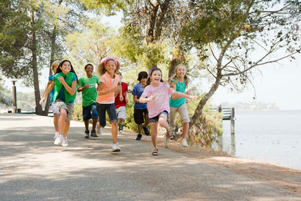 Preschool to school age kids playing in the summer