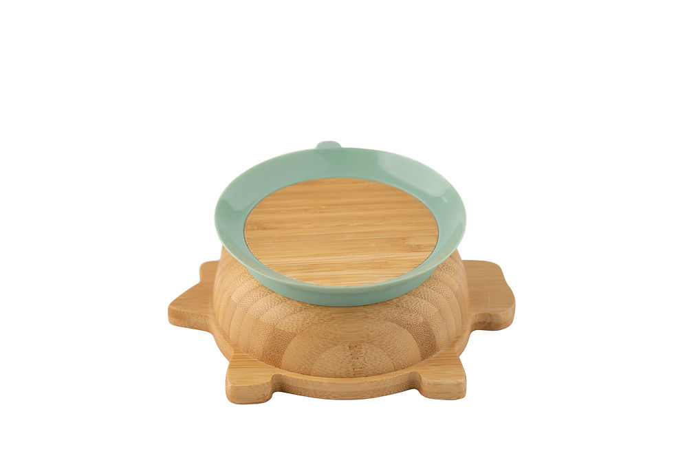 Thumbnail: CITRON Bamboo Bowl & spoon - Green Dino + with suction