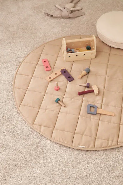 Thumbnail: Kids Concept Pavilion Tent with Round Cotton Playmat Beige