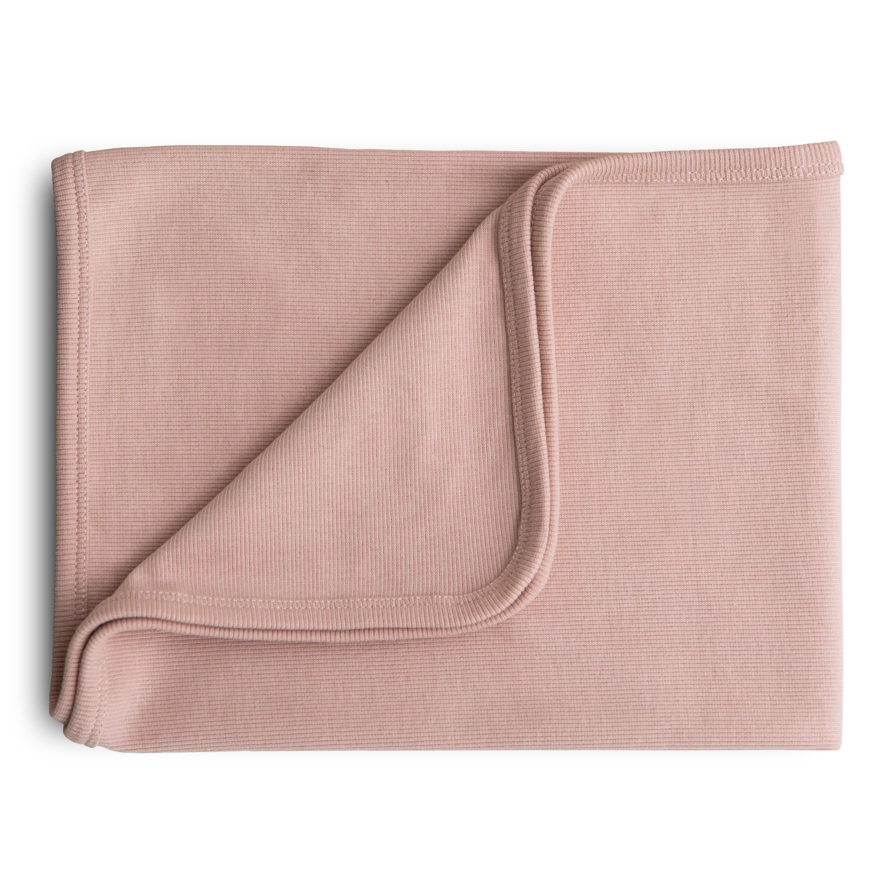 Mushie Organic Cotton Ribbed Baby Blanket (Blush)