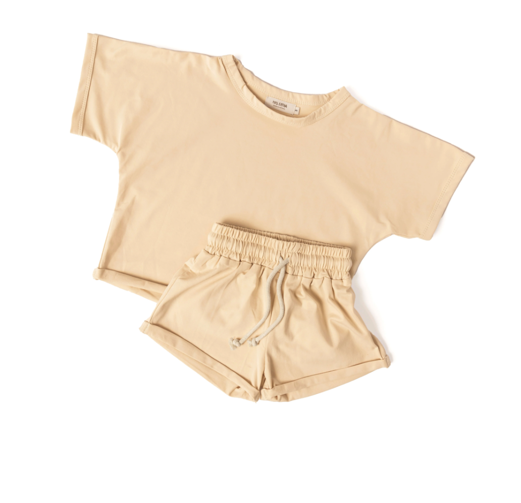 Organic Cotton Pastel Coral Shorts & Top Set