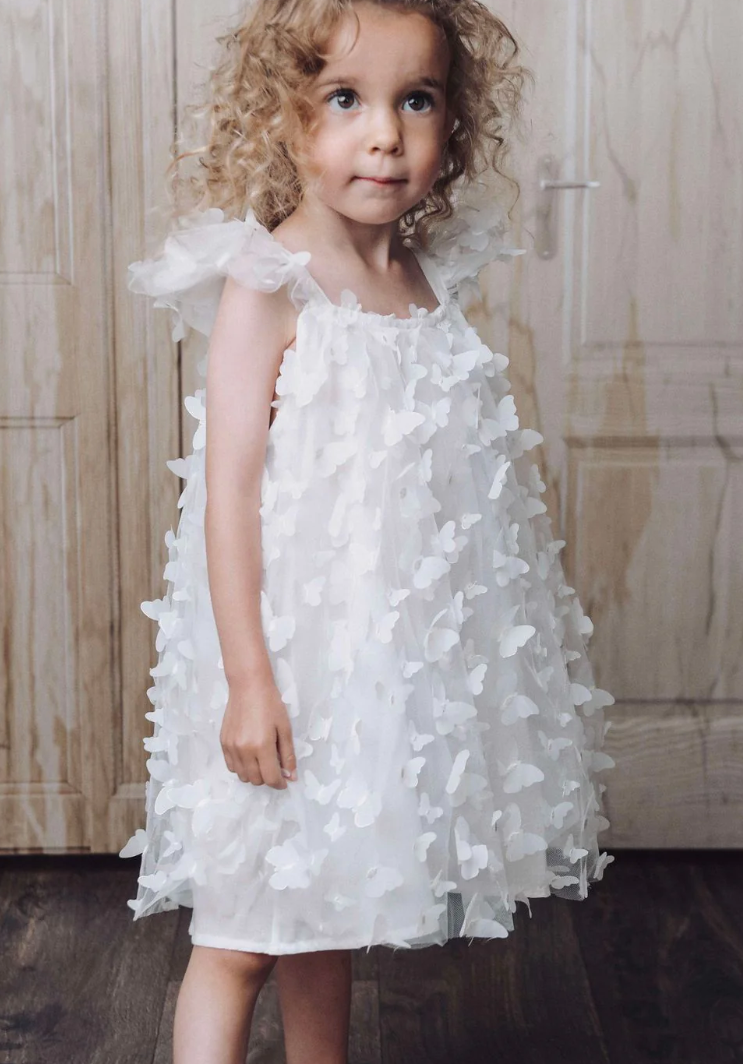 Thumbnail: DOLLY by Le Petit Tom ® ALLOVER BUTTERFLIES TUTU DRESS white (0-1Y)