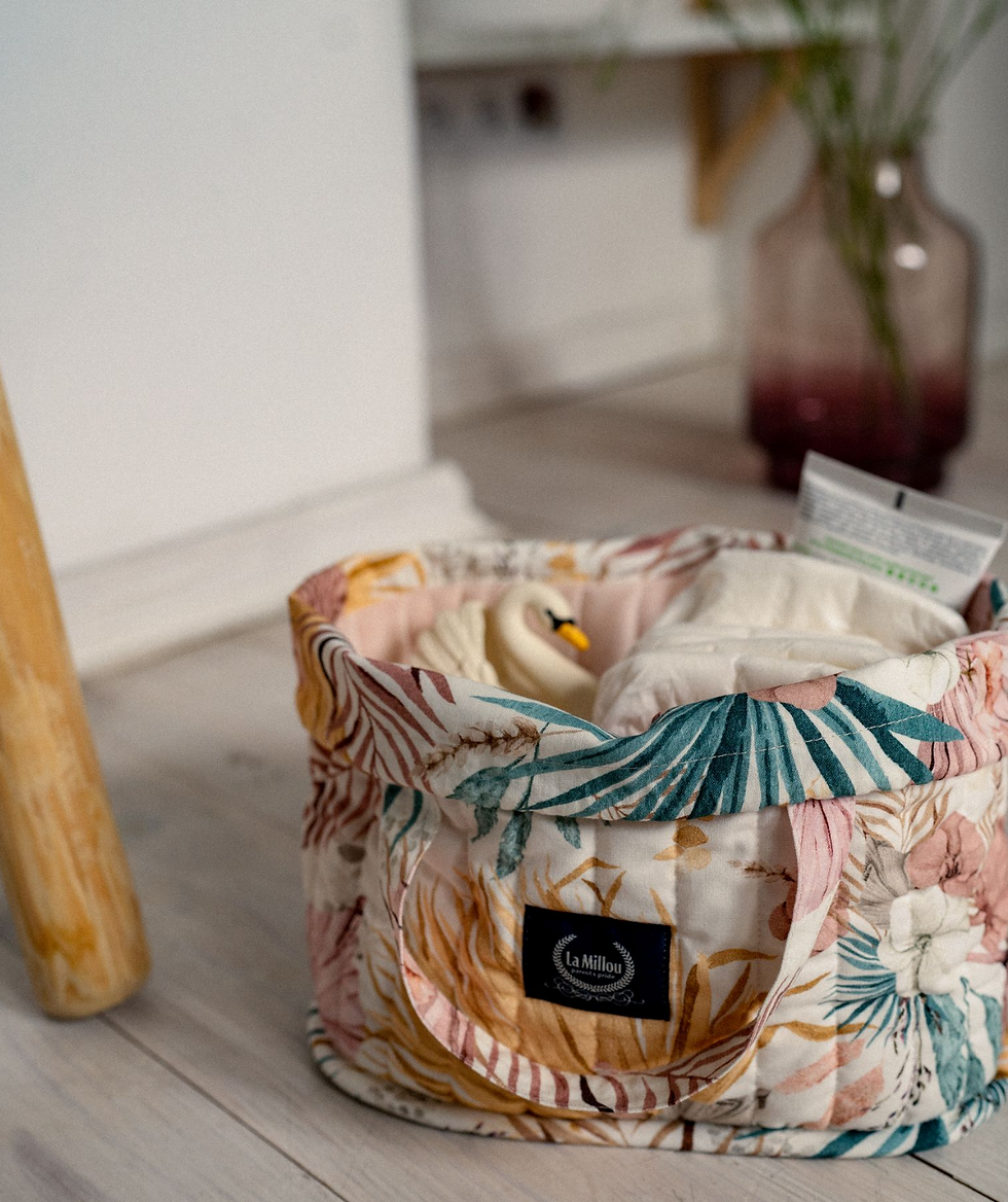 Thumbnail: La Millou Mollet Quilted Diaper Organiser – Boho Palms Light