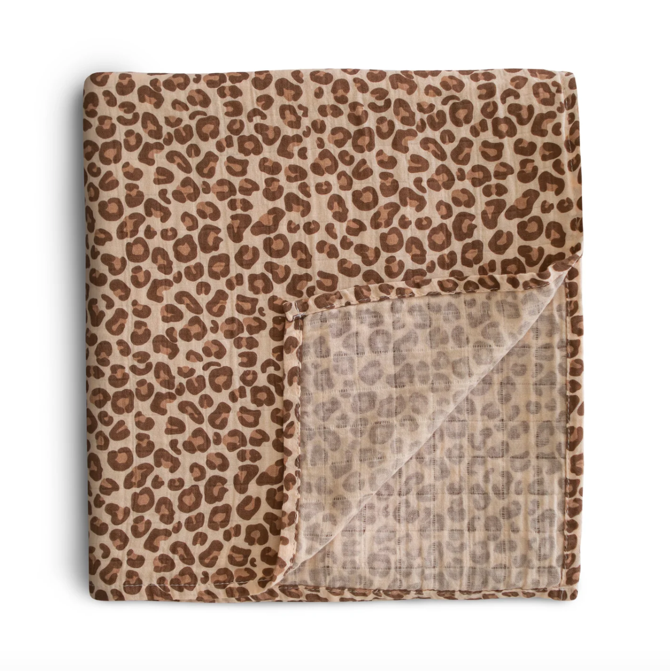 Mushie Muslin Swaddle Blanket Organic Cotton (Leopard)