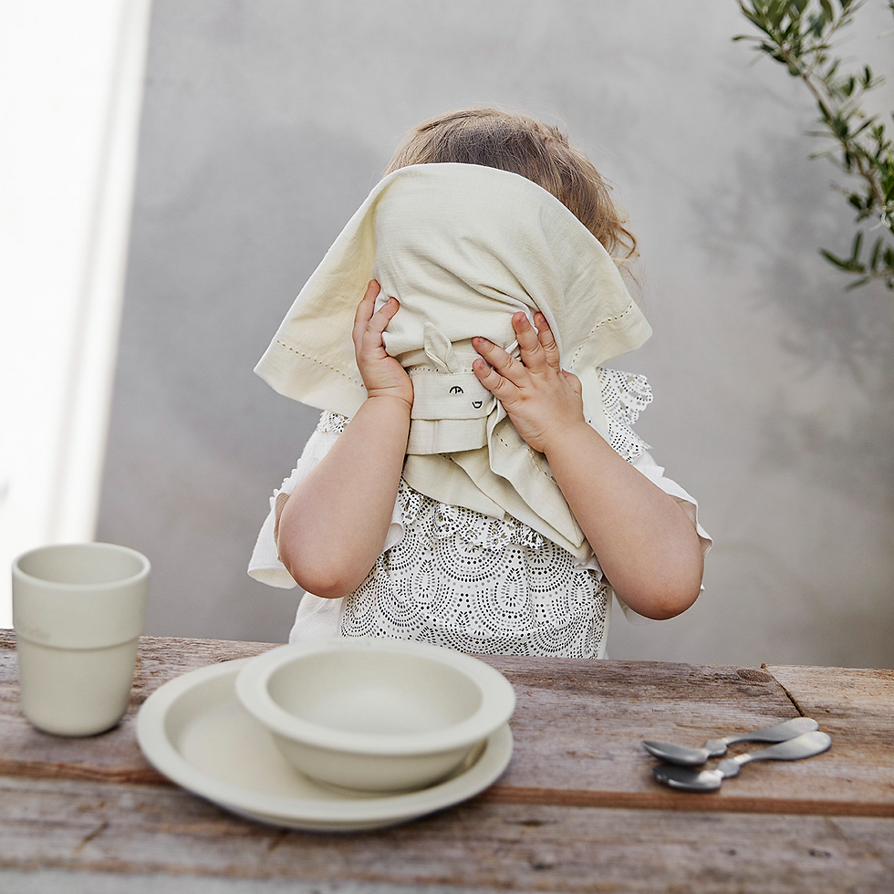 Thumbnail: ELODIE - Baby Napkins 2 pieces - Vanilla White/Moonshell
