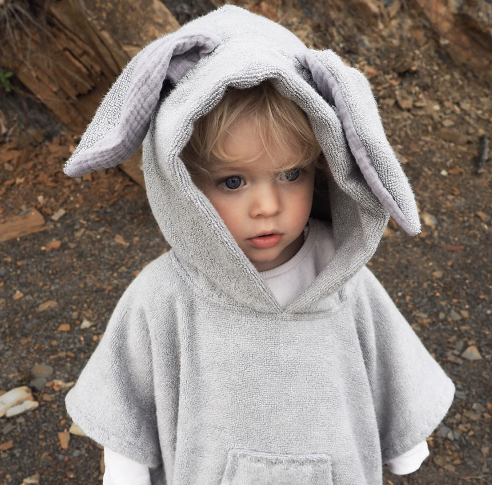 Thumbnail: MAYLILY Bamboo Poncho Bunny Towel Grey