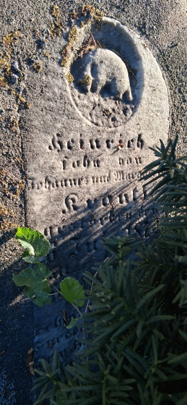 Heinrich's marker, on the end of the cairn, almost hidden by the trees