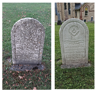 Revealing the cleaned markers and the beginning 13 names that hold the start of the fourth row in Section A.