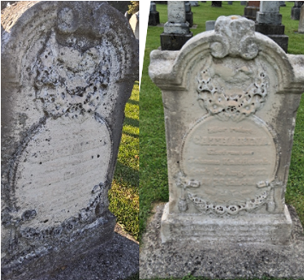 Catharina (Bauer) Kalbfleisch's stone, showing the name more clearly after cleaning.