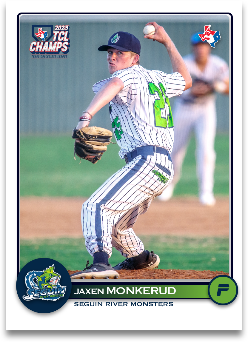 OFFICIAL Jaxen Monkerud Baseball Card Seguin RiverMonsters