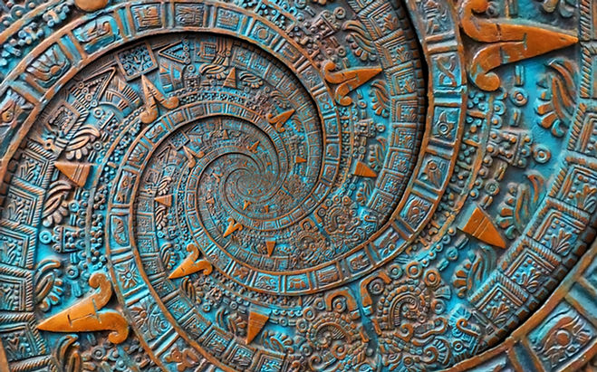 Bronze ancient antique classical spiral aztec ornament pattern decoration design backgroun