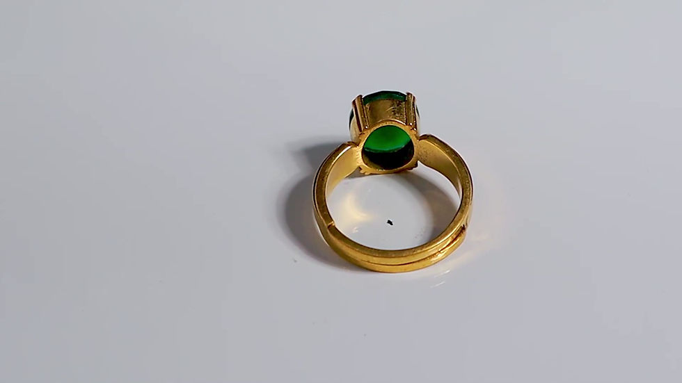 Thumbnail: Emerald Green Ring – Gold-Tone Alloy – Faceted Oval – Unisex Adjustable Rin