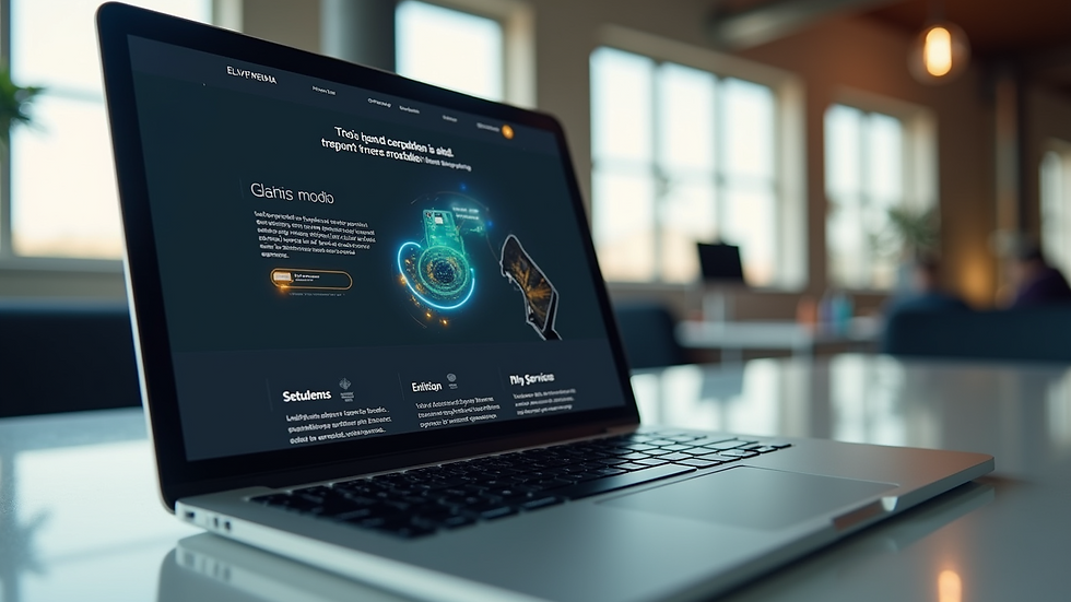 Eye-level view of a modern laptop displaying a clean website layout