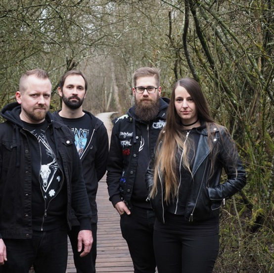 Thumbnail: FUNERAL PILE - Evoked In Flames (LP) Gray w/Black Smoke Vinyl