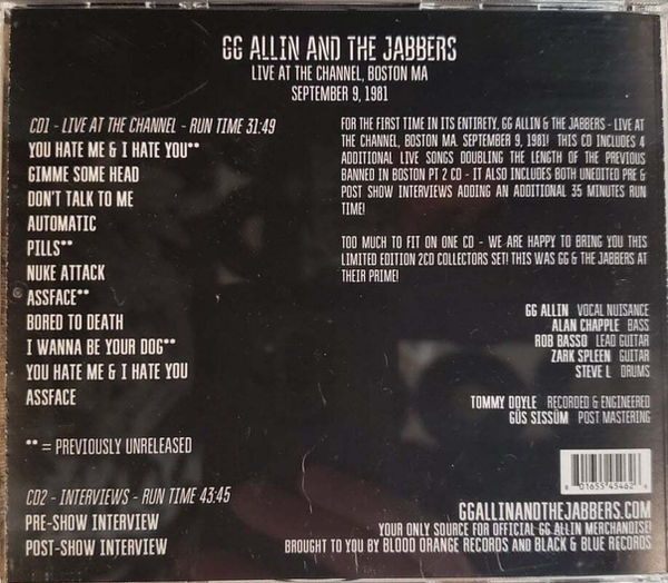 Thumbnail: GG ALLIN & THE JABBERS - Live @ The Channel (2XCD) Jewel Case