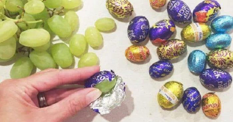 Grapes of Wrath: A grape well-disguised as a delicious Cadbury Creme Egg on April Fools’ Day