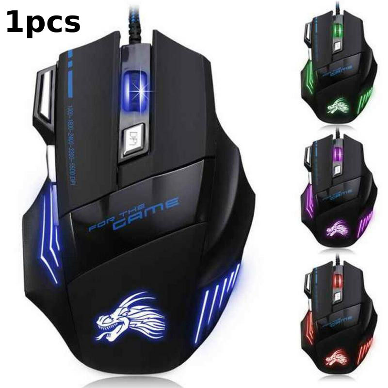 Thumbnail: USB Wired Gaming Mouse 7 Button Backlit Ergonomic Mice 5500 DPI Backlight Adjust