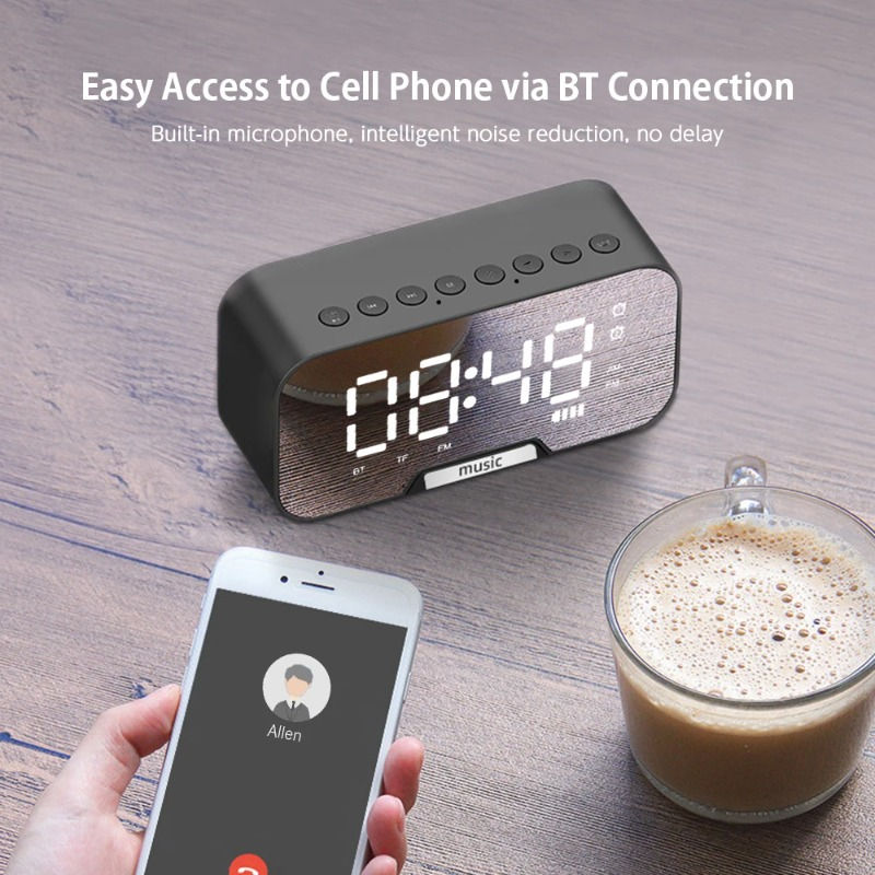 Miniatura: Bluetooth Speaker with LED Mirror Screen Digital Dual Alarm Clock with FM Radio 