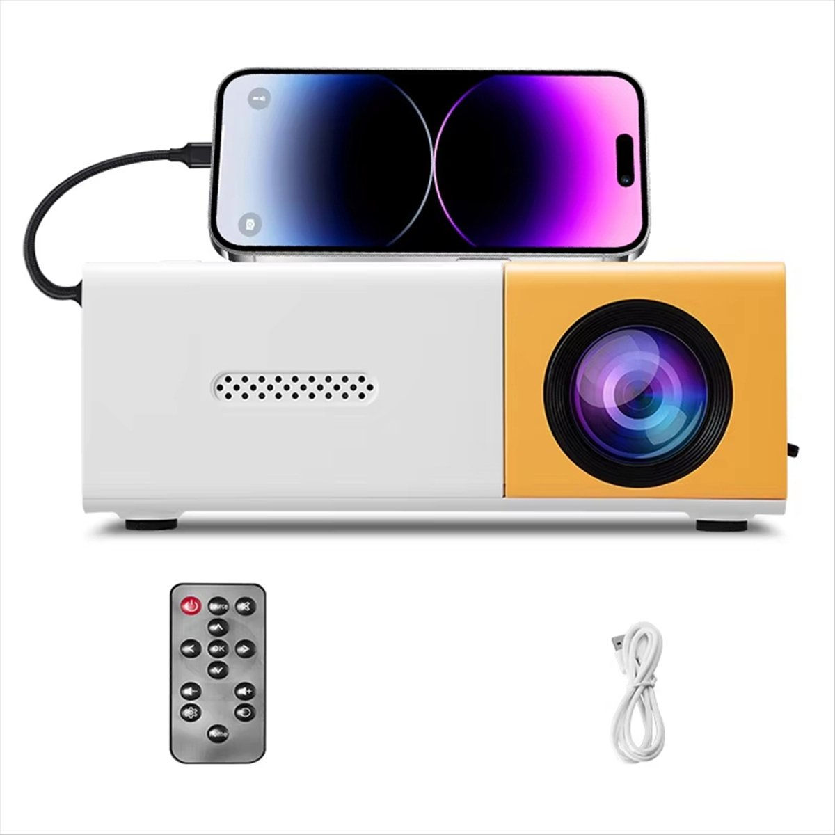 Delighted- Portable Mini Projector with Full HD 1080P Support -Includes Remote C