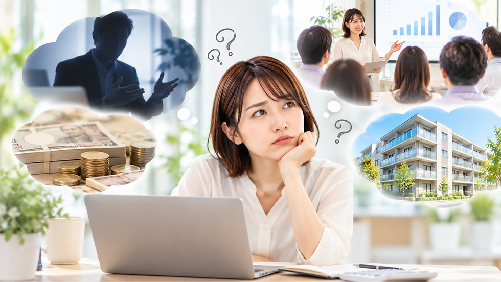 サイドFIREに興味があるけど投資コミュニティに不安を感じている女性。