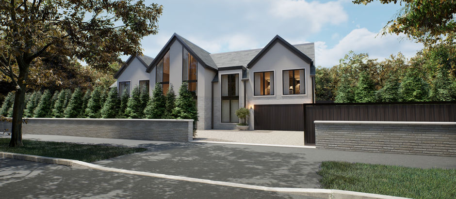 3D visualization of a modern suburban house used for architectural approval