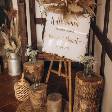 Eingangsdekoration Boho Hochzeit