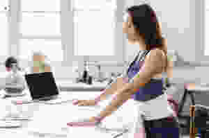 Woman working at standing desk