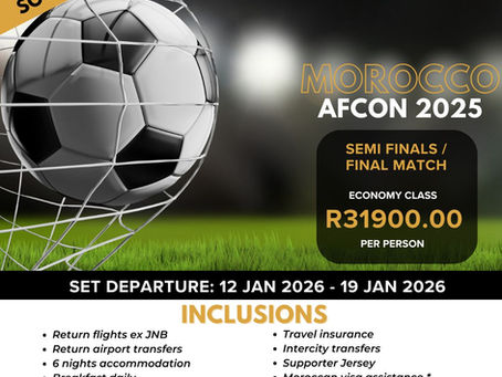 Your Pass to Travel is thrilled to unveil an exclusive travel offering for football enthusiasts: a once-in-a-lifetime opportunity to witness the African Cup of Nations (AFCON) 2025 Semi-Finals and Final live in Morocco.