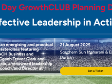 90 Day GrowthCLUB Planning Day : Effective Leadership in Action will take place on 21 August 2025 at the Southern Sun Elangeni & Maharani in Durban, running from 08:00 to 15:30. This powerful full-day workshop is designed for entrepreneurs and business owners who want to take focused, measurable action to grow their businesses in the next quarter.