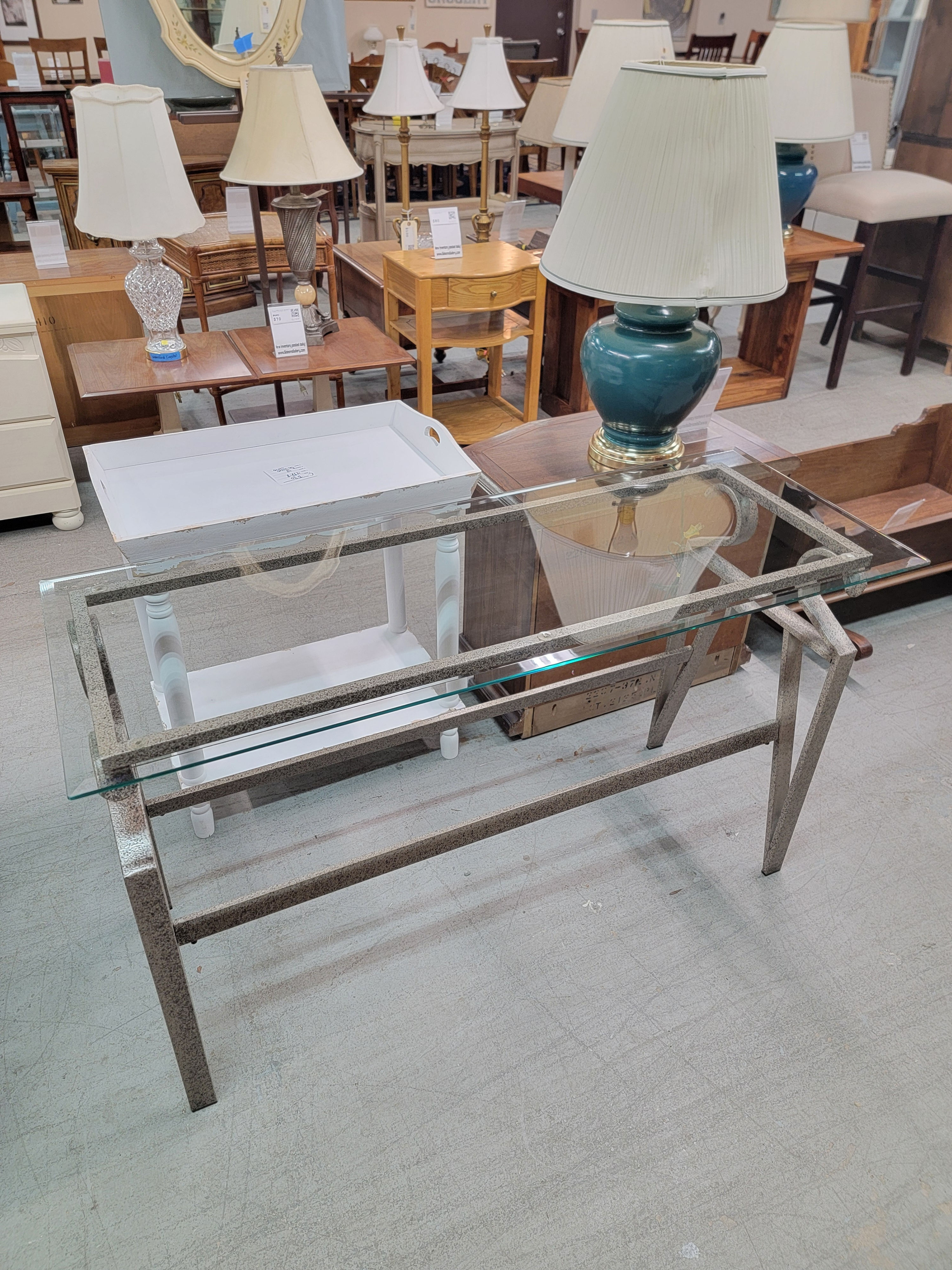 Glass Top Metal Frame Sofa Table Console Table #495-11