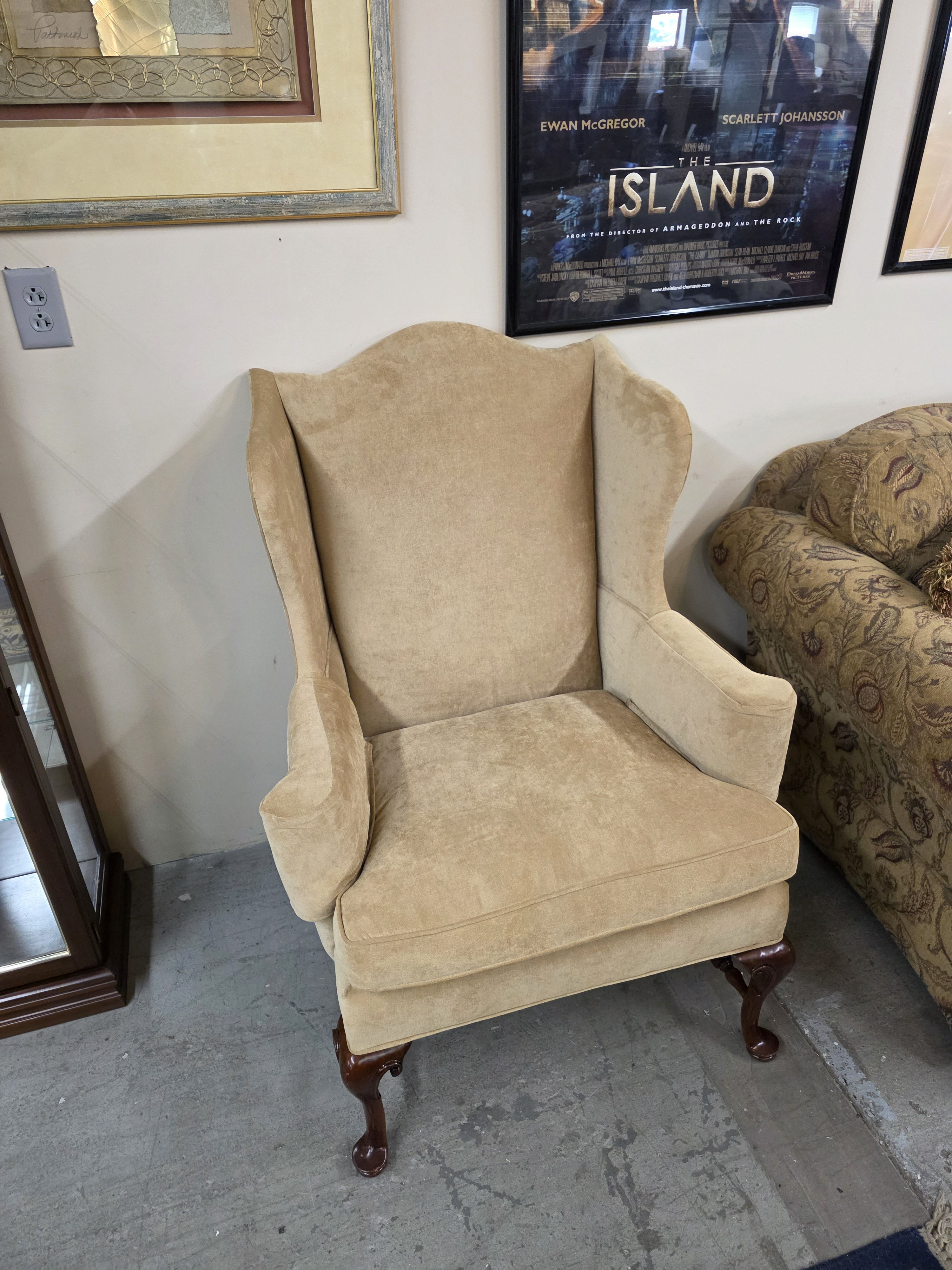 Beige / Tan Upholstered Wingback Style Accent Chair #526-2