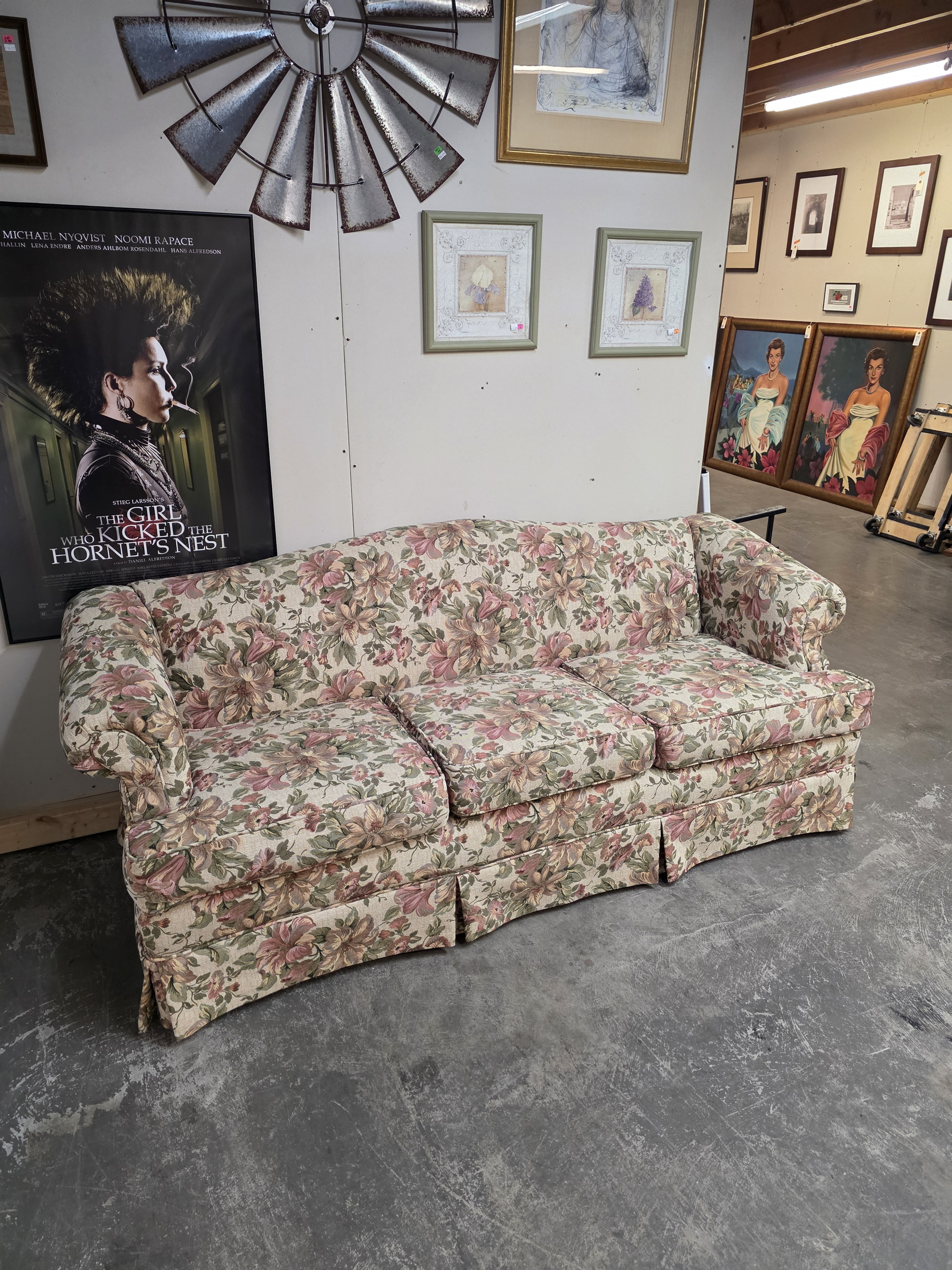Floral Upholstered Three Seat Sofa Couch #528-7