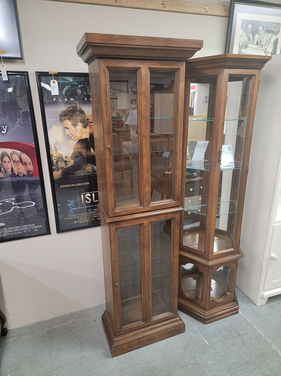 Two Door Glass Front Wood Curio Cabinet Display Cabinet #459-9