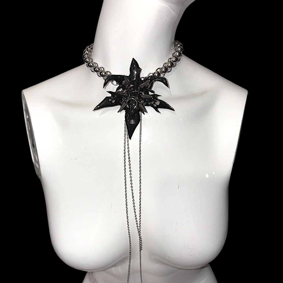 Thumbnail: Dark Serpent handmade 3D Orchid necklace 