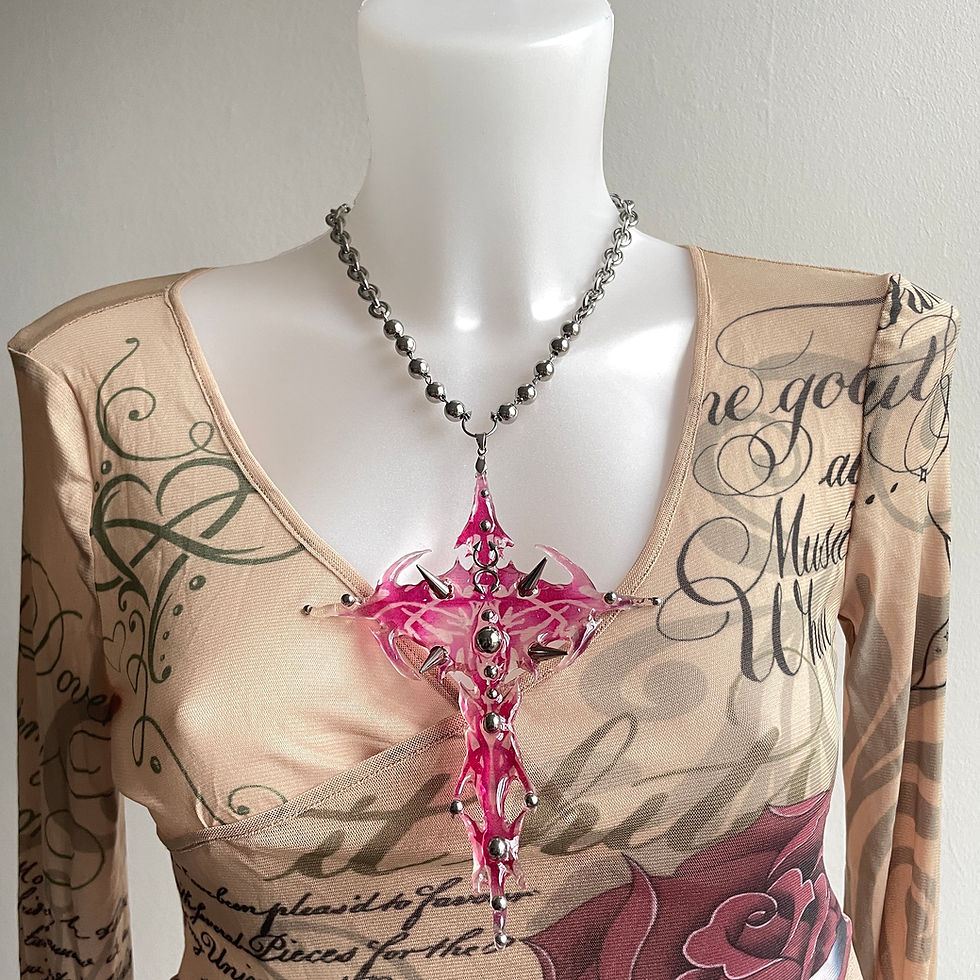 Thumbnail: Pink Totem extra large cross necklace