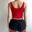 Miniaturbild: HEAVY METAL- metal logo Shining red Squared neck Top