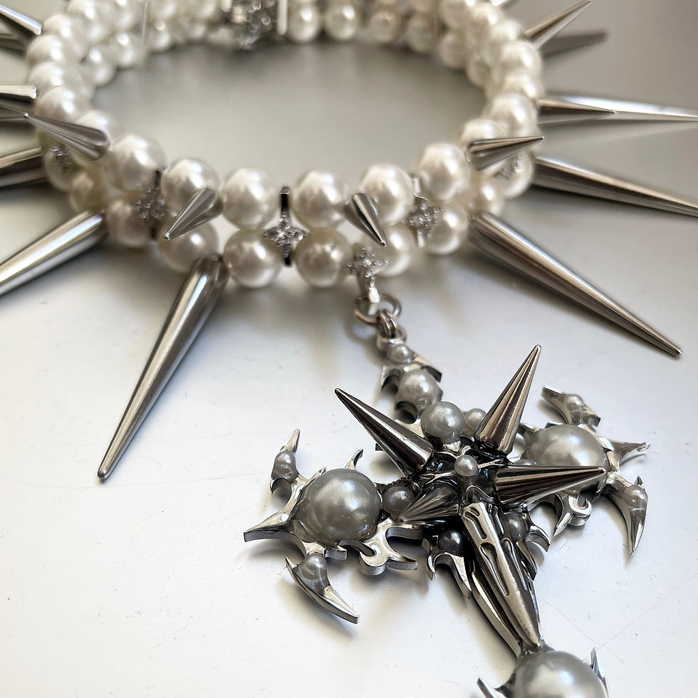 国内で当店のみ 666999 - Gothic Passion Crucifix pearl choker Gothic Passion Crucifix pearl choker | 666999acc