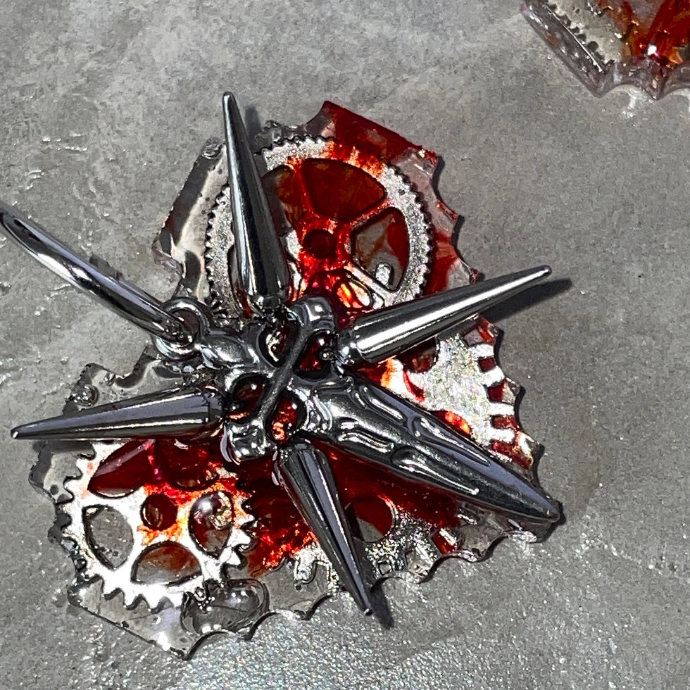 Miniature : Cyber Bloody heart s925 sterling silver earrings
