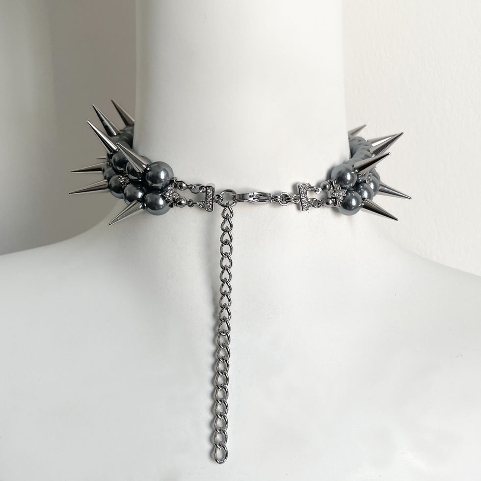 Miniature : Spiked Dark Angel 3D printed Orchid pearls Choker