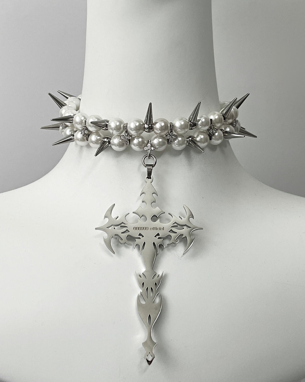 Miniaturbild: “Angel's Shackles” spiked pearls cross choker 