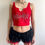 Miniaturbild: HEAVY METAL- metal logo Shining red Squared neck Top