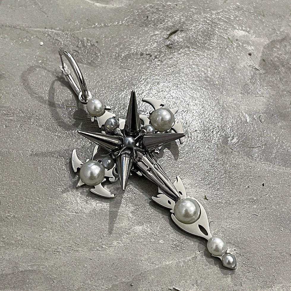 Miniaturbild: Gothic romance s925 silver cross earrings 