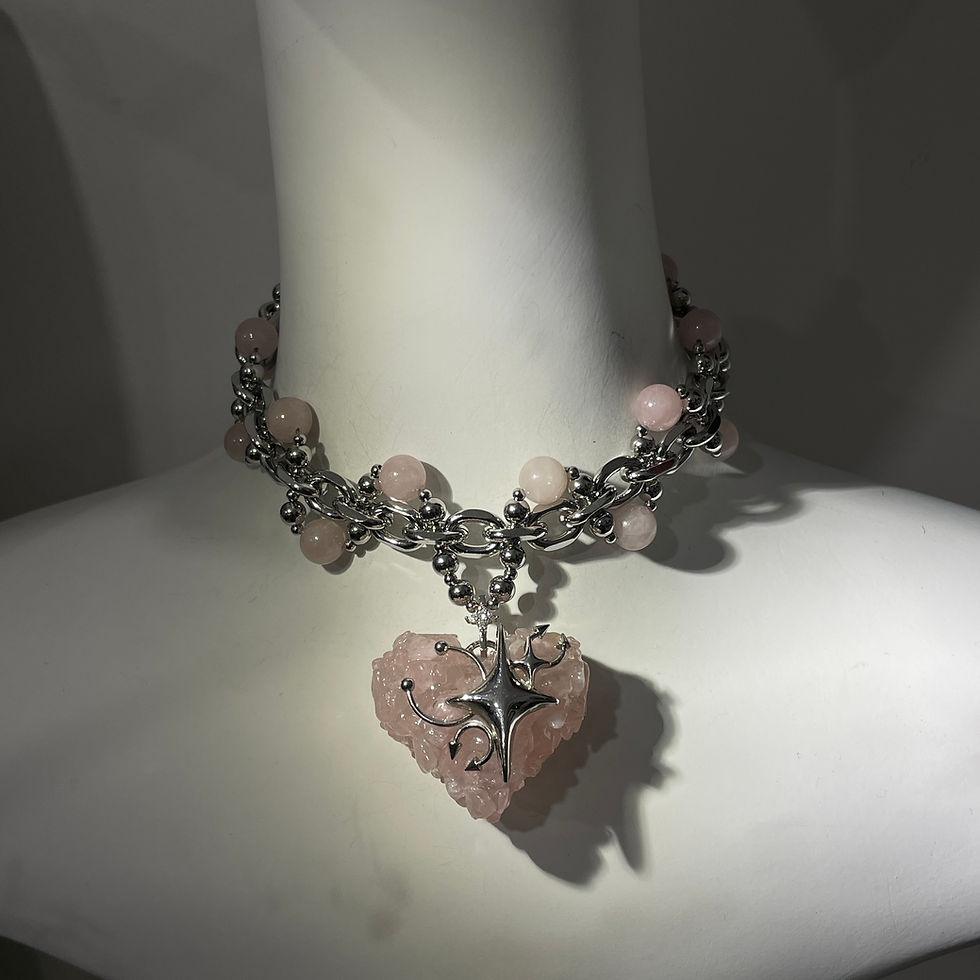 Miniature : Stellar Rose Quartz Heart Necklace