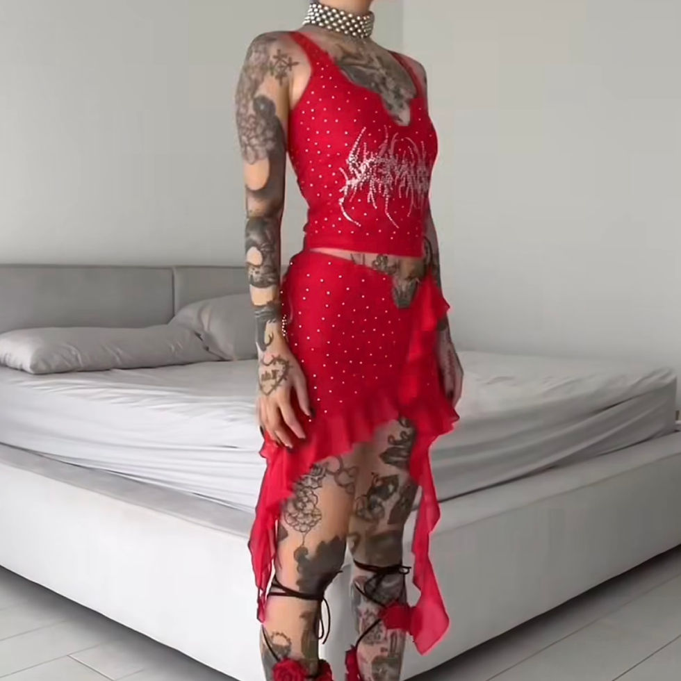 Miniaturbild: “HEAVY METAL”Metal logo-  Red skirt & Tube top