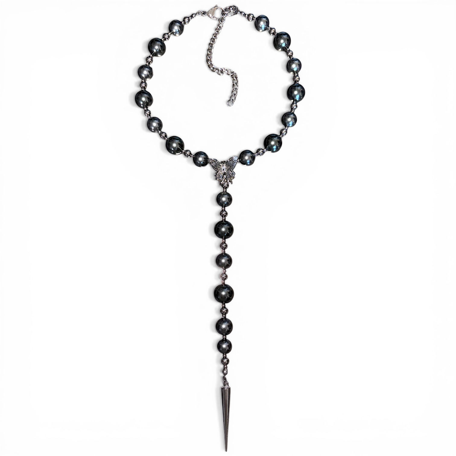 Fallen Wing dark grey pearl Necklace