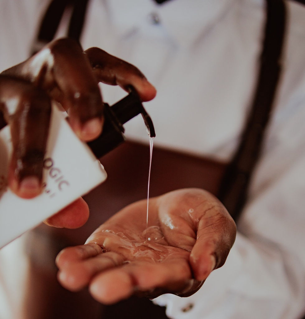 Man poring SKNLOGIC into his hand