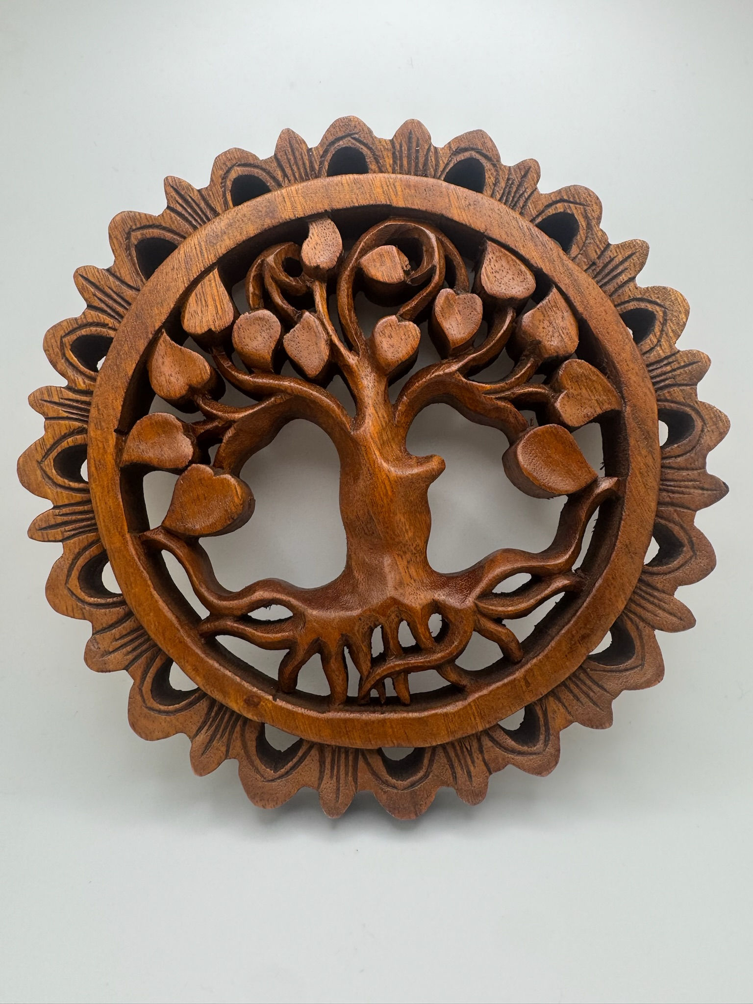 Tree Of Life with Heart Leaves and Flower Edge
