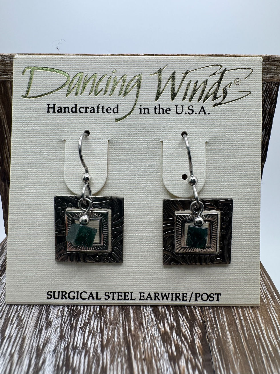 Silver Square w/Square Bead Earrings