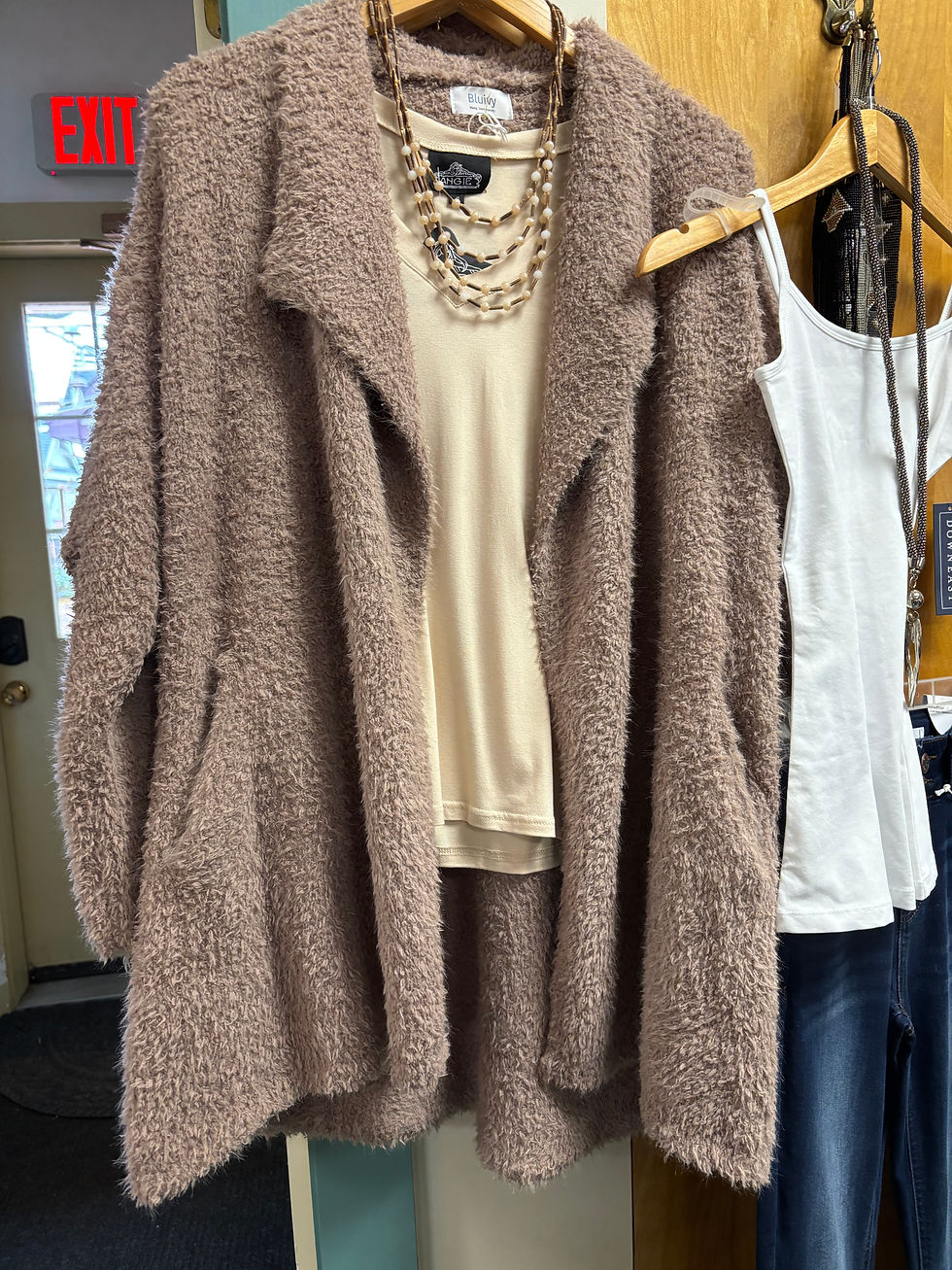 Soft Fuzzy Drape Front Cardigan